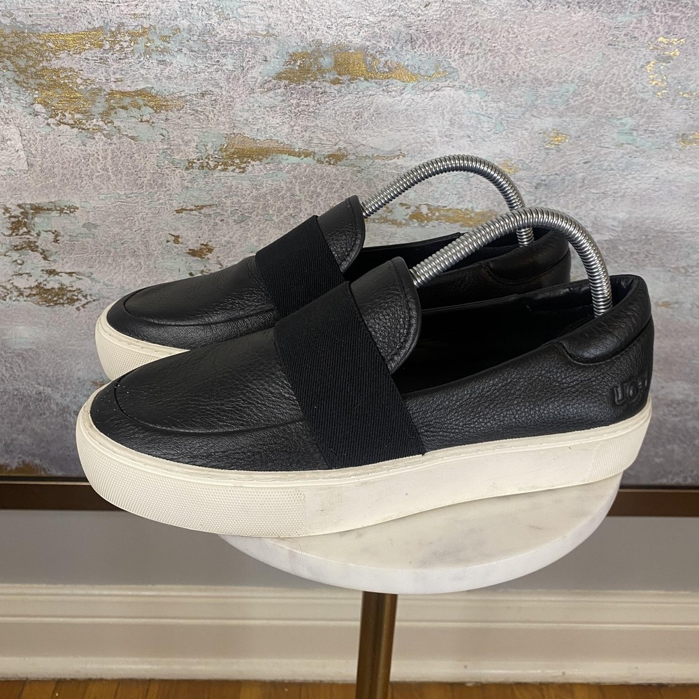 UGG Shoes Womens Size 9 Chayze Black Leather Slip On Platform Sneakers Casual